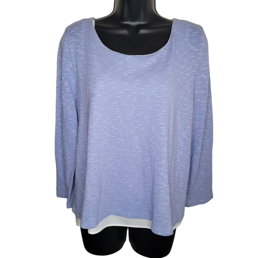 Loft long sleeve layered look Mixed media top size Large